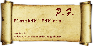 Platzkó Fóris névjegykártya
